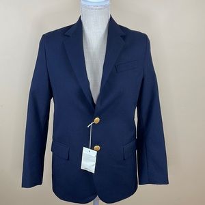 NWT KIDS Lands' End School Uniform hopsack Blazer Deep Navy Choose Size 12